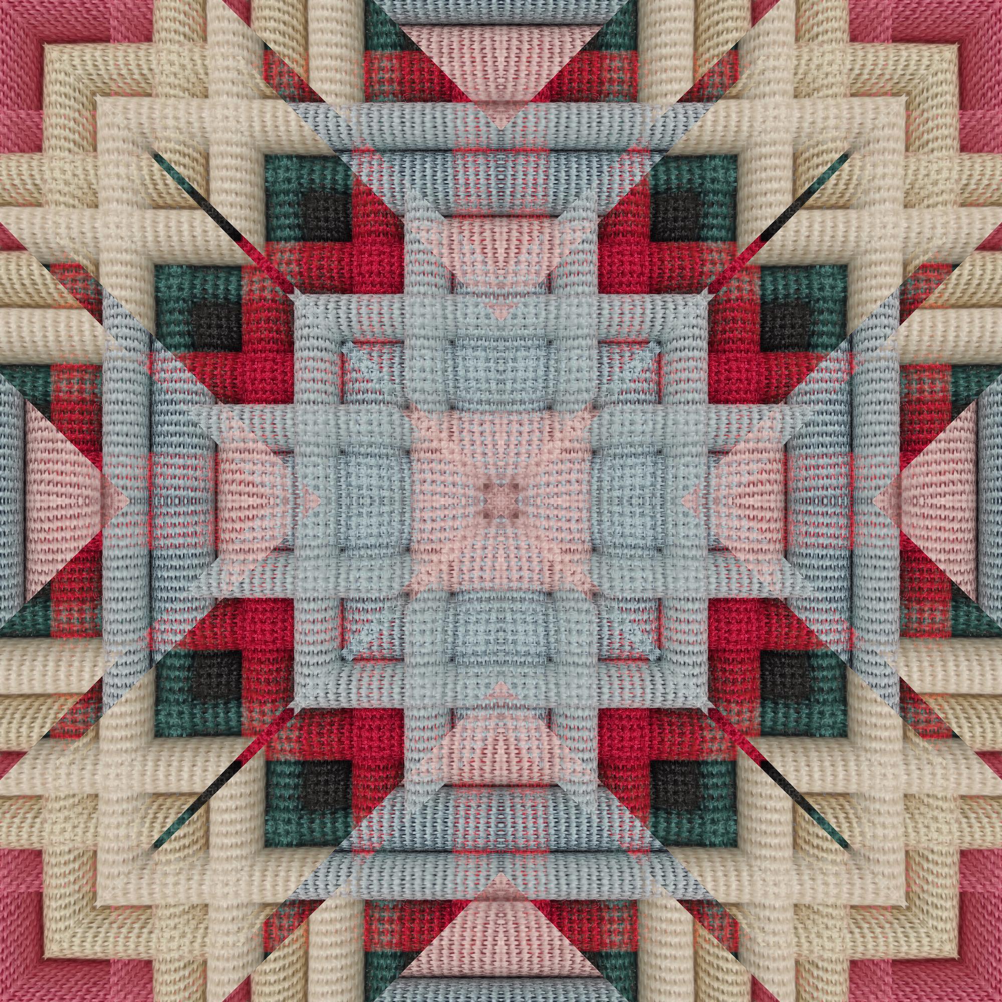 Close-up of geometric embroidery pattern